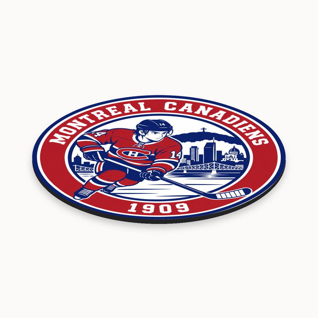 Montreal Canadiens NHL seal — angled thin-profile view; illustrative rendering