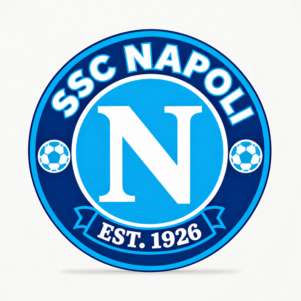 SSC Napoli soccer club seal — matching front view illustrative rendering