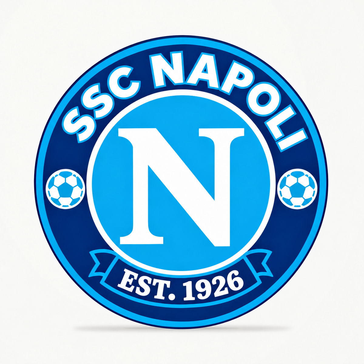SSC Napoli soccer club seal — matching front view illustrative rendering