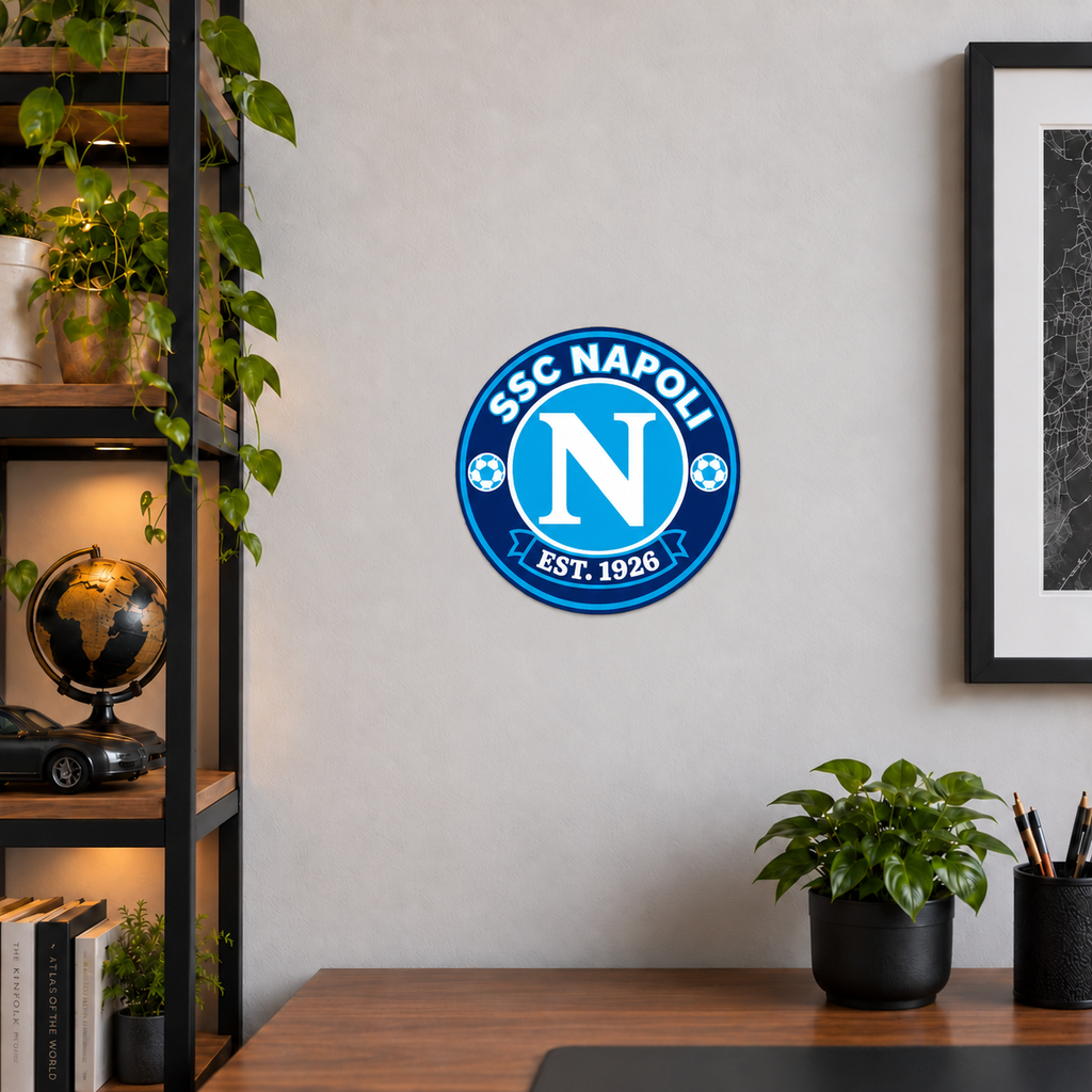 SSC Napoli soccer club seal — matching wide office wall display illustrative rendering