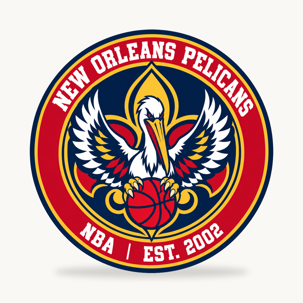 New Orleans Pelicans NBA seal — front view; illustrative rendering