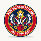 New Orleans Pelicans NBA seal — front view; illustrative rendering