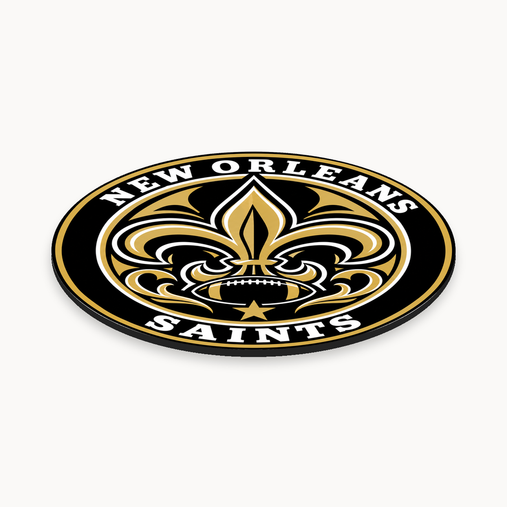 New Orleans Saints NFL seal — angled thin-profile view; illustrative rendering