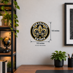 New Orleans Saints NFL seal — wall display with 9.5-inch measurements; 9.5-inch size shown; illustrative rendering