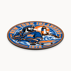 New York Islanders NHL seal — angled thin-profile view; illustrative rendering