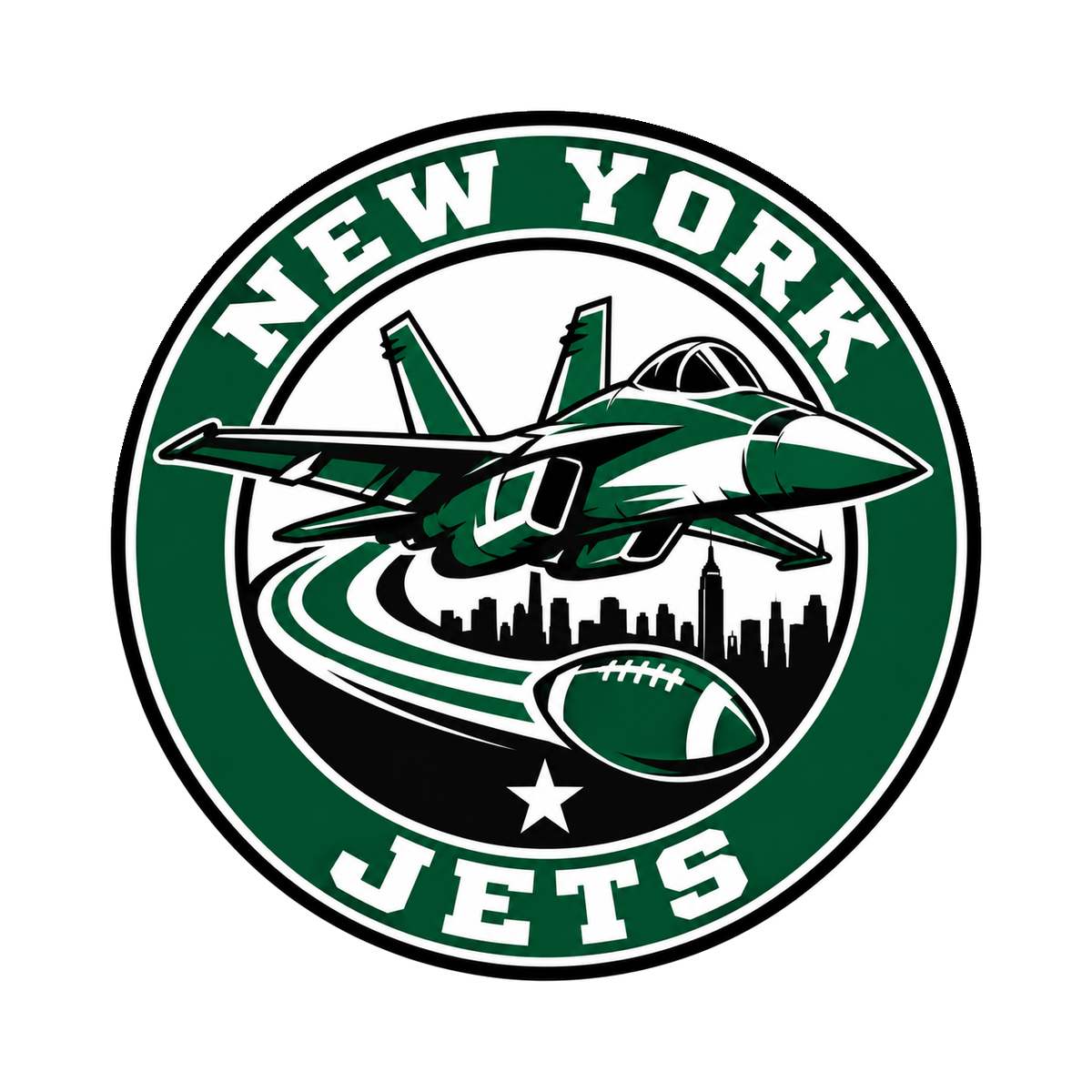 New York Jets NFL seal — complete front view; illustrative rendering