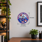 New York Rangers NHL seal — wall display with 9.5-inch measurements; 9.5-inch size shown; illustrative rendering