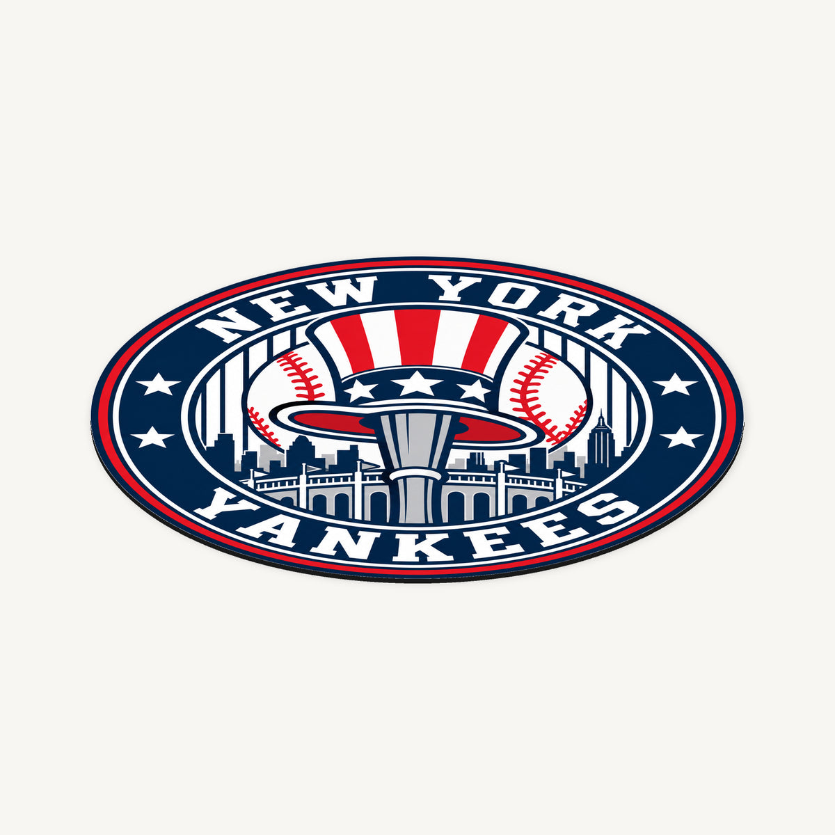 New York Yankees MLB Team Seal — angled view showing the thin plaque profile; illustrative rendering