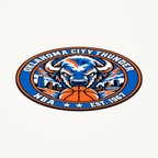 Oklahoma City Thunder NBA seal — angled view showing thin profile; illustrative rendering