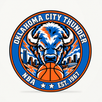 Oklahoma City Thunder NBA seal — front view; illustrative rendering