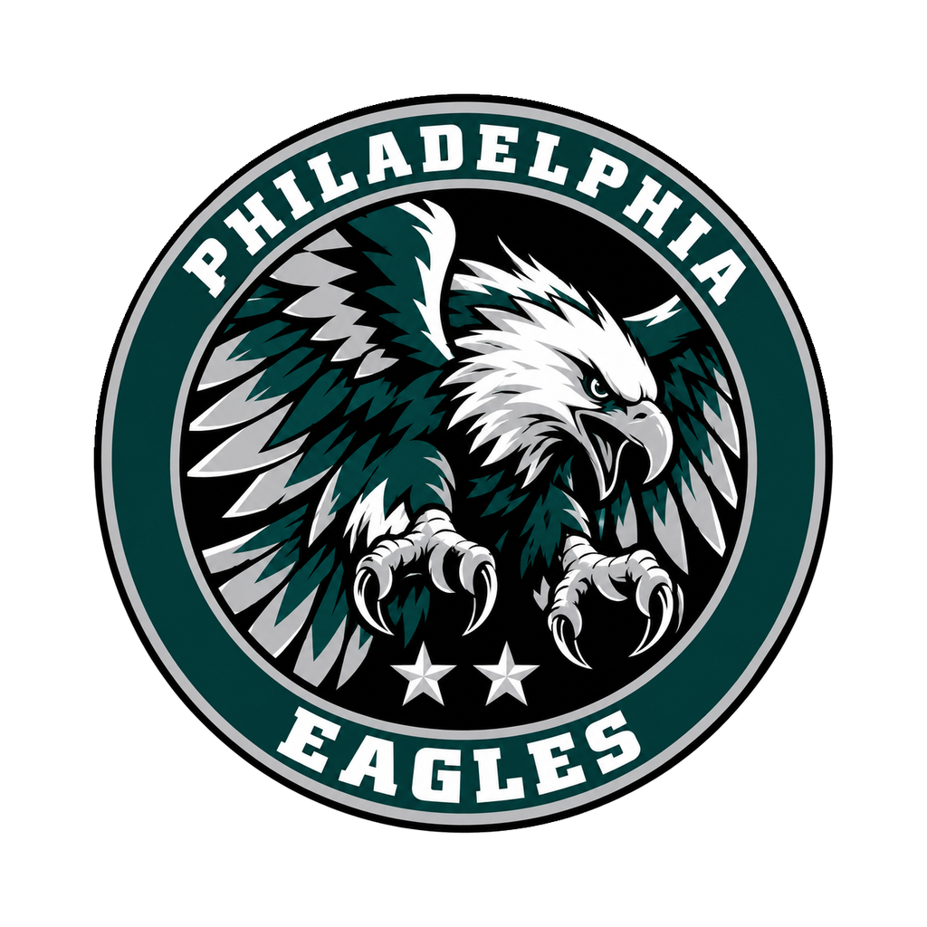 Philadelphia Eagles NFL seal — front view; illustrative rendering