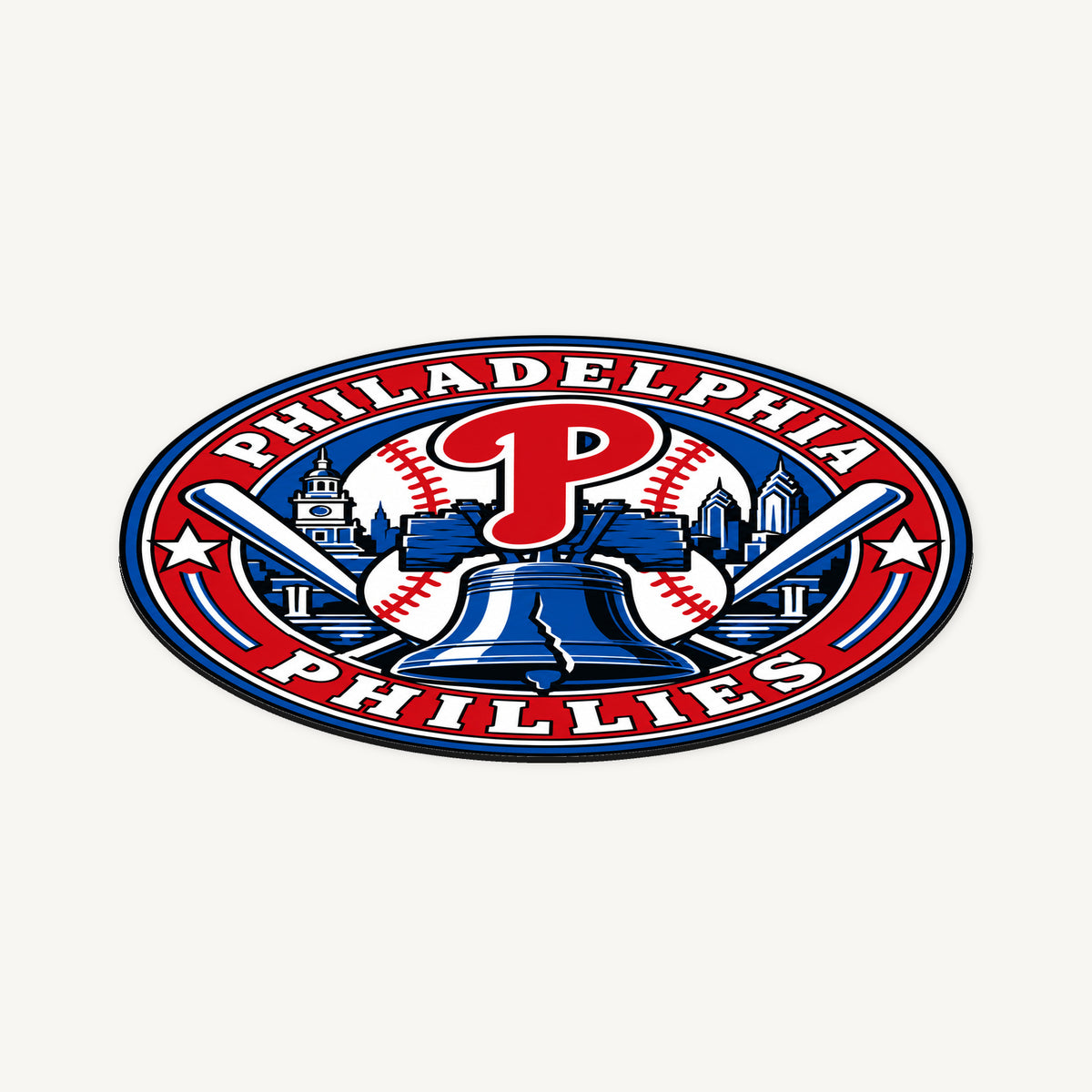 Philadelphia Phillies MLB Team Seal — angled view showing the thin plaque profile; illustrative rendering