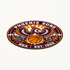 Phoenix Suns NBA seal — angled view showing thin profile; illustrative rendering