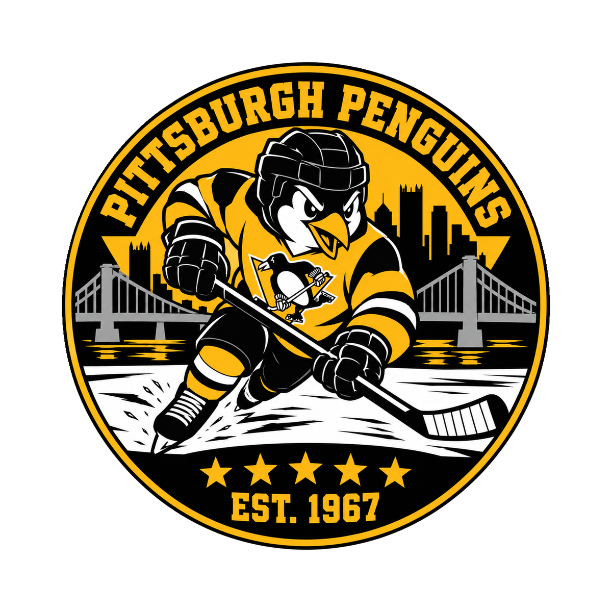Pittsburgh Penguins NHL seal — complete front view; illustrative rendering