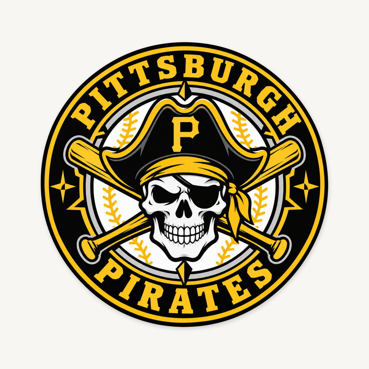Pittsburgh Pirates MLB Team Seal — front view; illustrative rendering