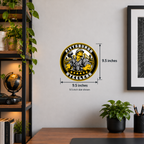 Pittsburgh Steelers NFL seal — wall display with 9.5-inch measurements; 9.5-inch size shown; illustrative rendering