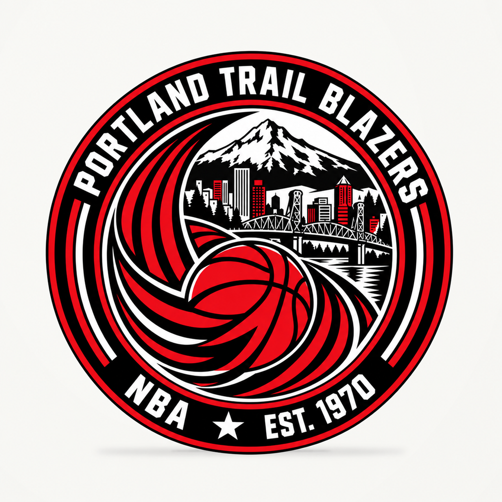 Portland Trail Blazers NBA seal — front view; illustrative rendering