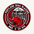 Portland Trail Blazers NBA seal — front view; illustrative rendering