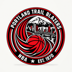Portland Trail Blazers NBA seal — front view; illustrative rendering