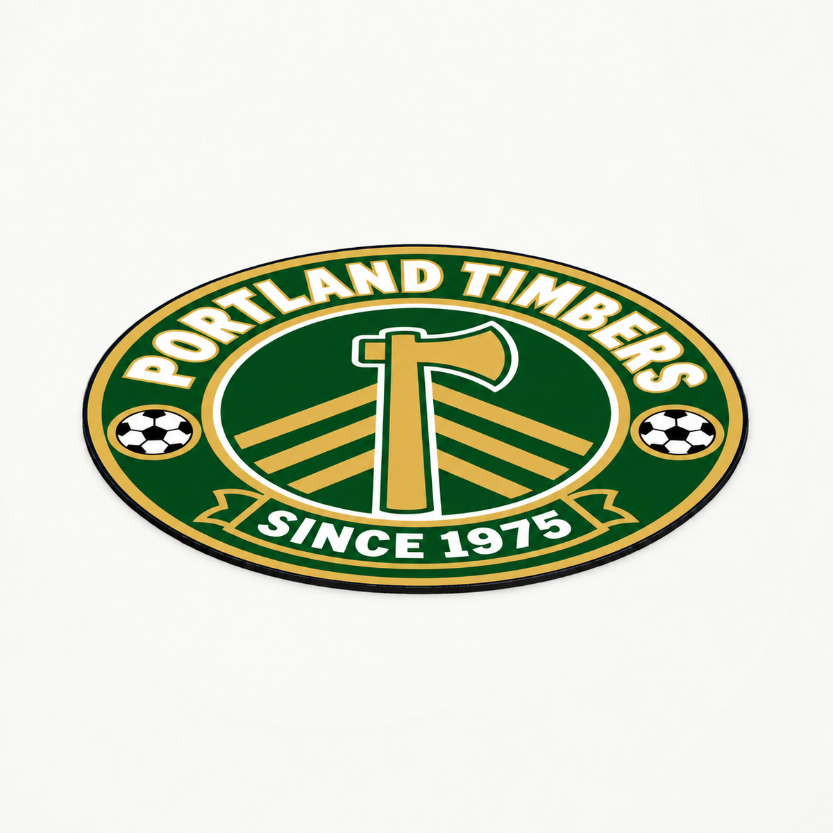 Portland Timbers Soccer Club Seal — angle illustrative rendering