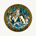 Poseidon Greek Mythology Seal — front view; illustrative rendering