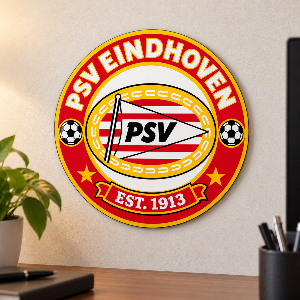 PSV Eindhoven soccer club seal — wall-display illustrative rendering