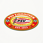 PSV Eindhoven soccer club seal — matching flat angled view illustrative rendering