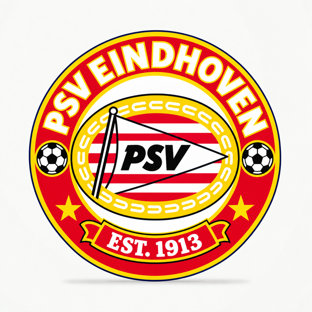 PSV Eindhoven soccer club seal — matching front view illustrative rendering
