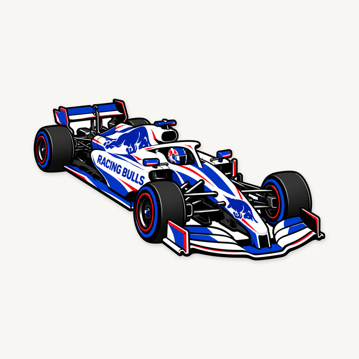 Racing Bulls F1 Car Sign — front view; illustrative rendering