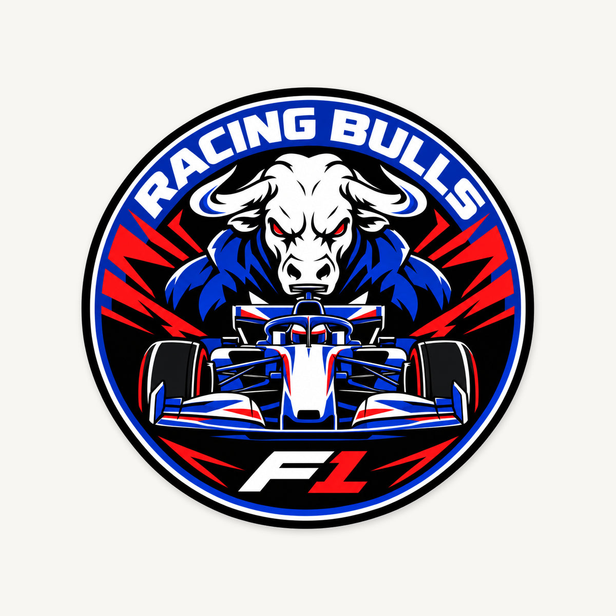 Racing Bulls F1 Team Seal — front view; illustrative rendering