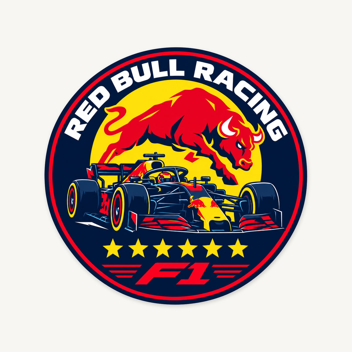 Red Bull Racing F1 Team Seal — front view; illustrative rendering