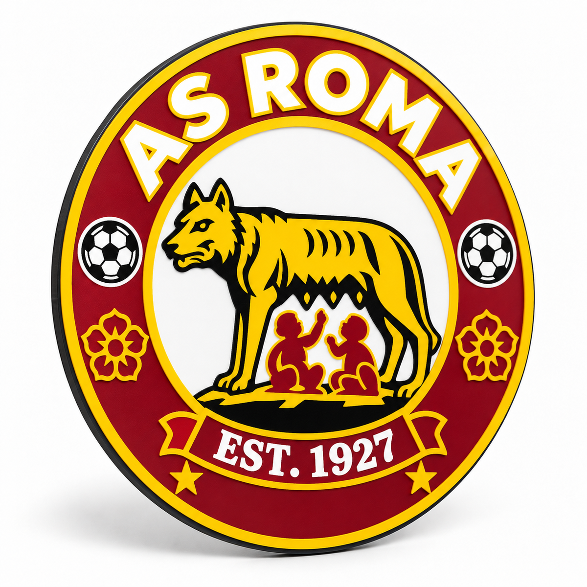 AS Roma soccer club seal — angled illustrative rendering