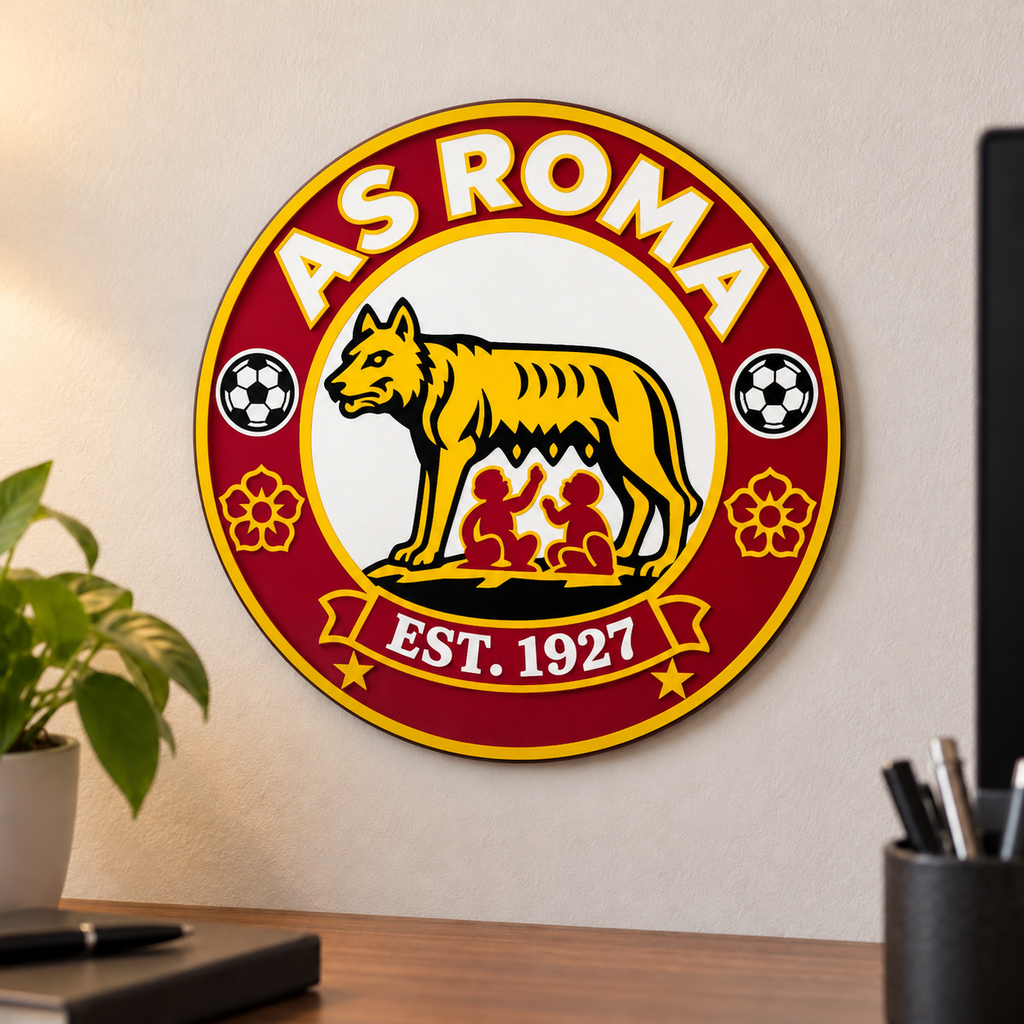 AS Roma soccer club seal — wall-display illustrative rendering