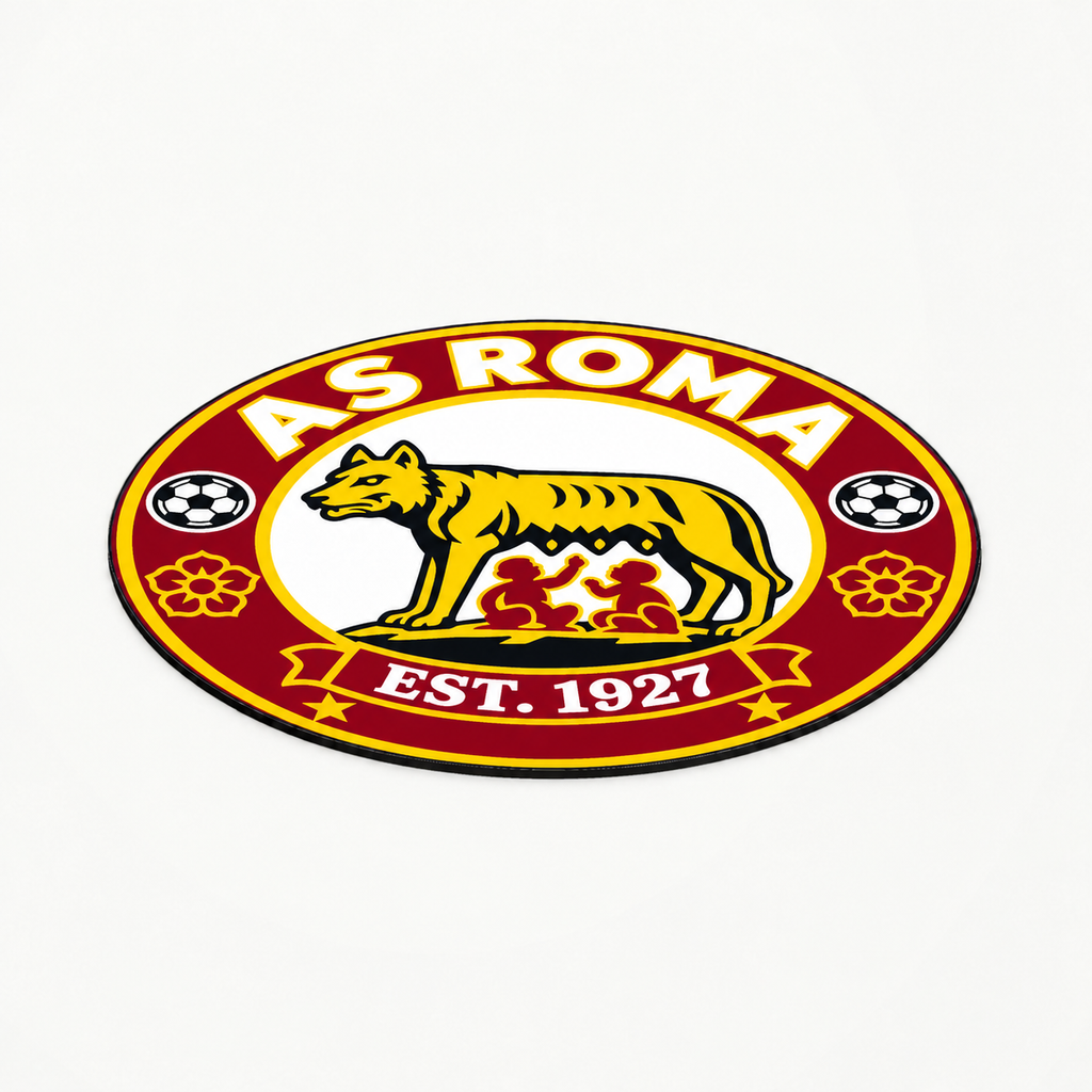 AS Roma soccer club seal — matching flat angled view illustrative rendering