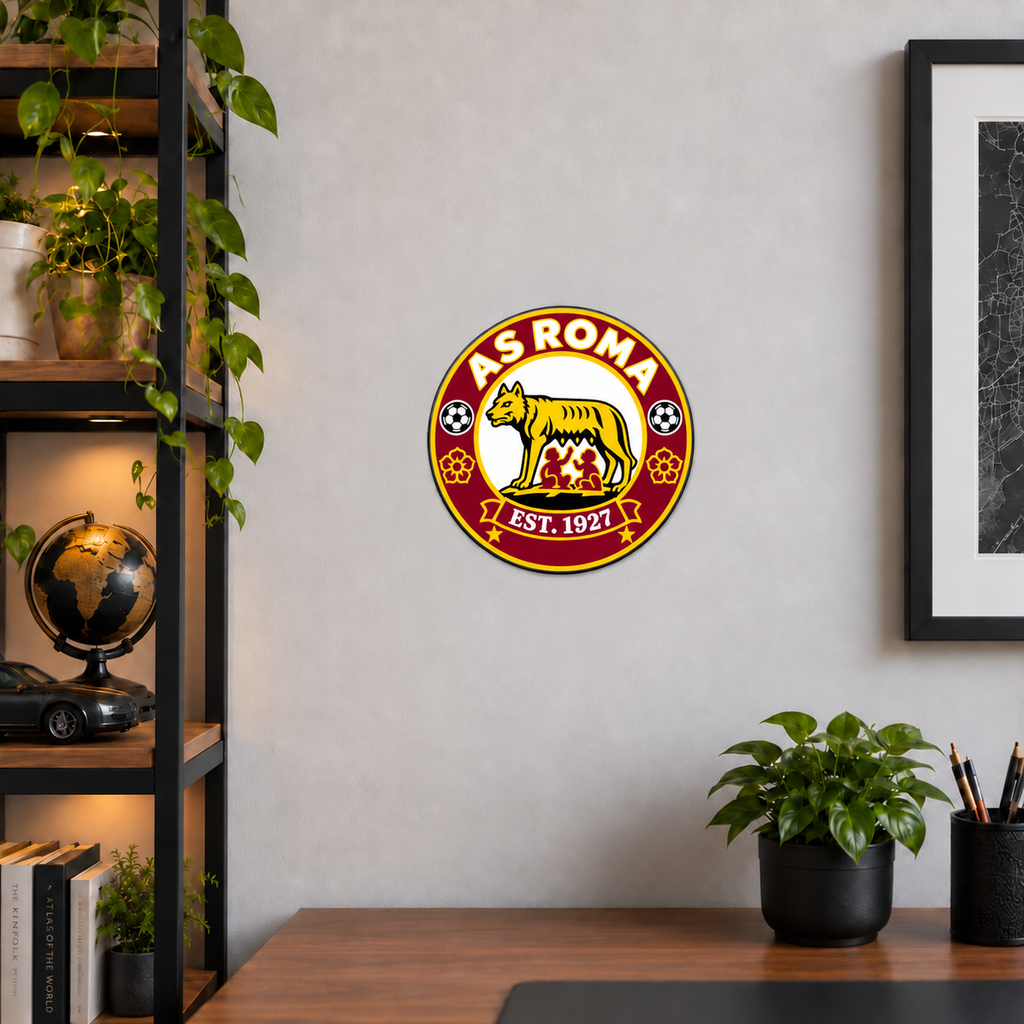 AS Roma soccer club seal — matching wide office wall display illustrative rendering