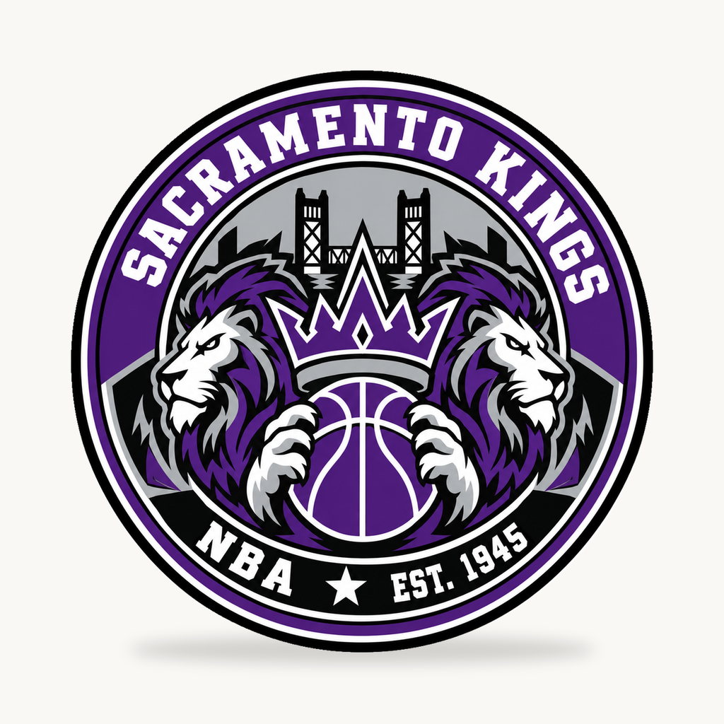 Sacramento Kings NBA seal — front view; illustrative rendering