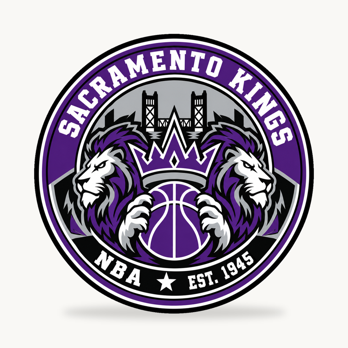 Sacramento Kings NBA seal — front view; illustrative rendering