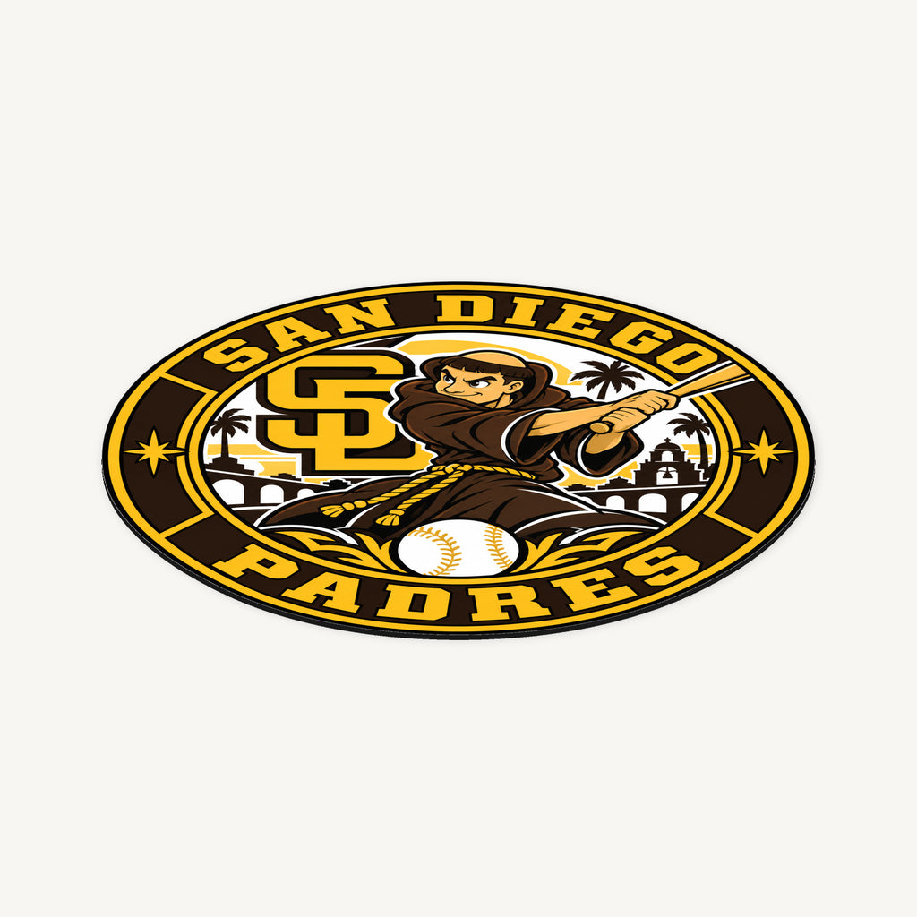 San Diego Padres MLB Team Seal — angled view showing the thin plaque profile; illustrative rendering