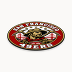 San Francisco 49ers NFL seal — angled thin-profile view; illustrative rendering