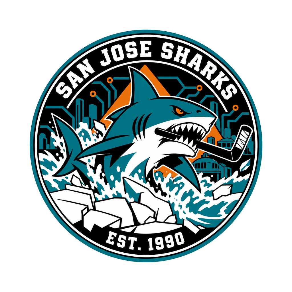 San Jose Sharks NHL seal — complete front view; illustrative rendering