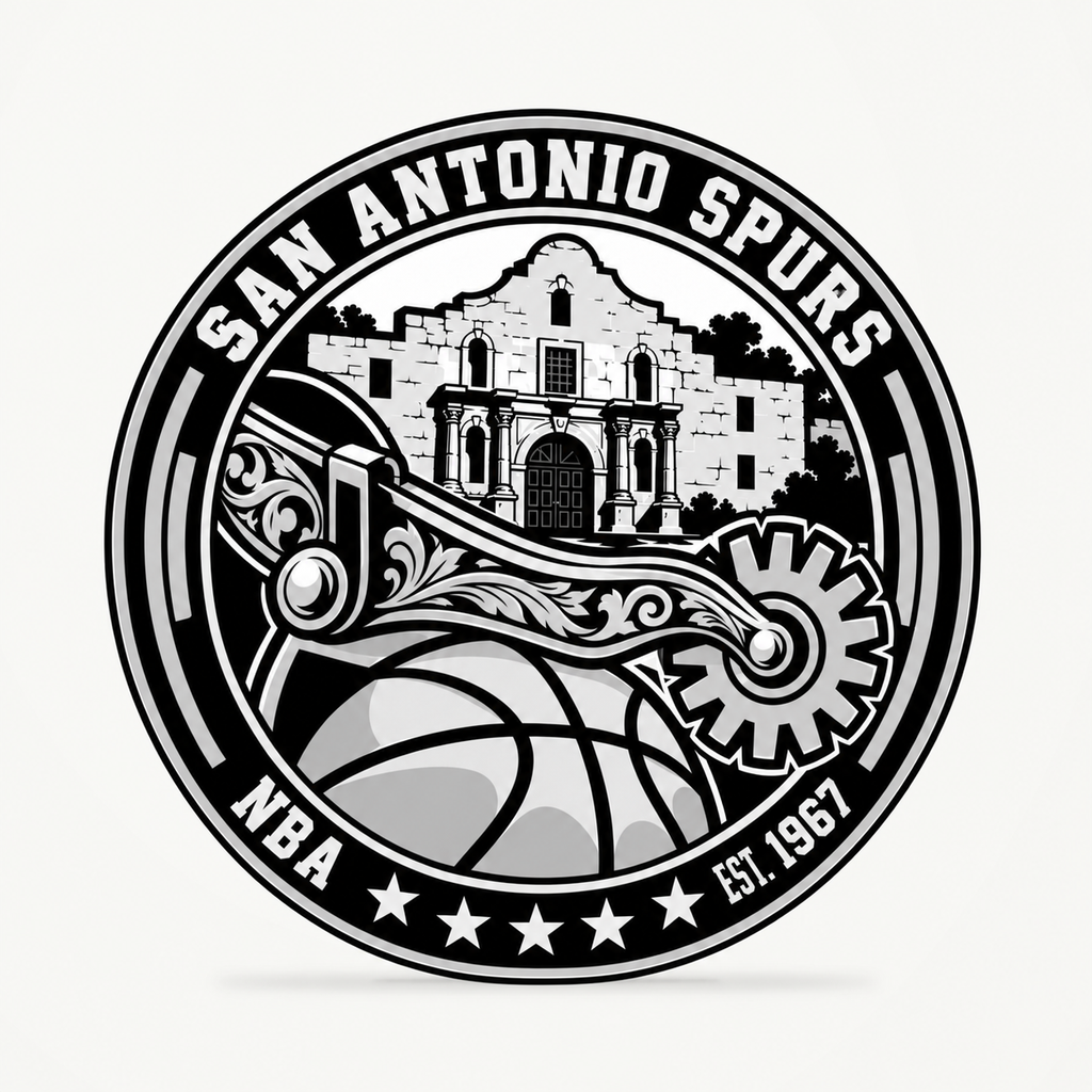 San Antonio Spurs NBA seal — front view; illustrative rendering