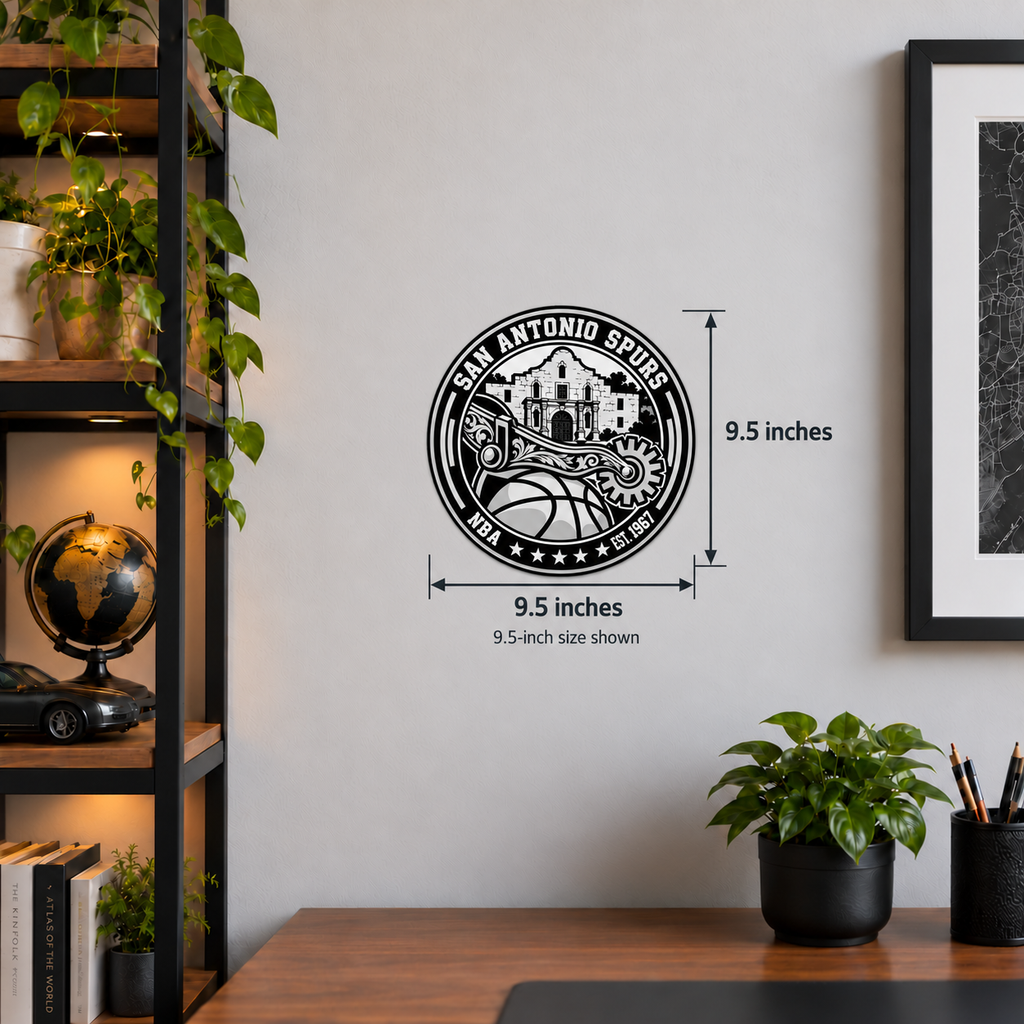 San Antonio Spurs NBA Seal — wall display with width and height measurements of 9.5 inches; 9.5-inch size shown