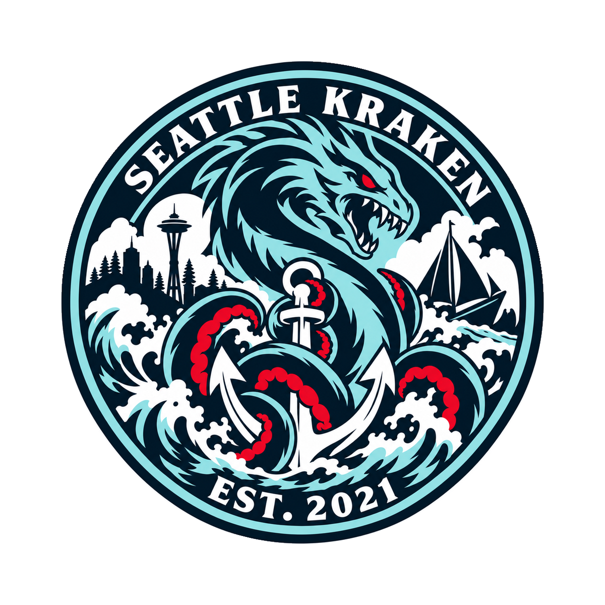 Seattle Kraken NHL seal — complete front view; illustrative rendering