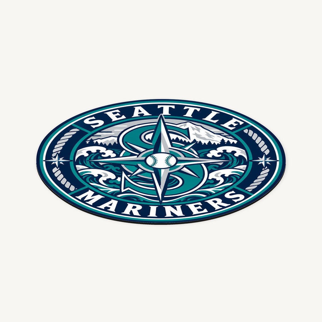 Seattle Mariners MLB Team Seal — angled view showing the thin plaque profile; illustrative rendering