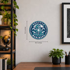Seattle Mariners MLB Team Seal — example wall display with 9.5-inch width and height guides; illustrative rendering