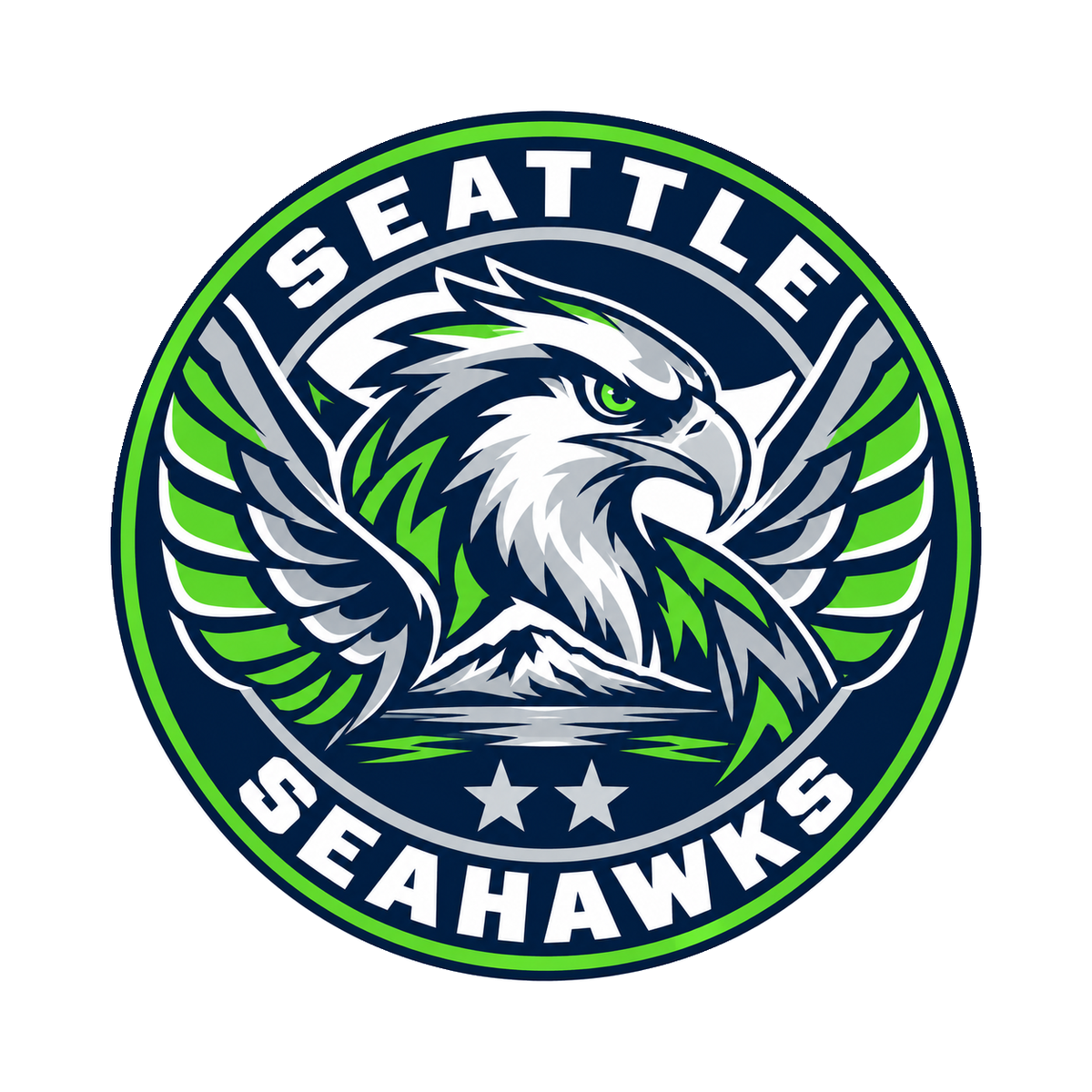 Seattle Seahawks NFL seal — front view; illustrative rendering