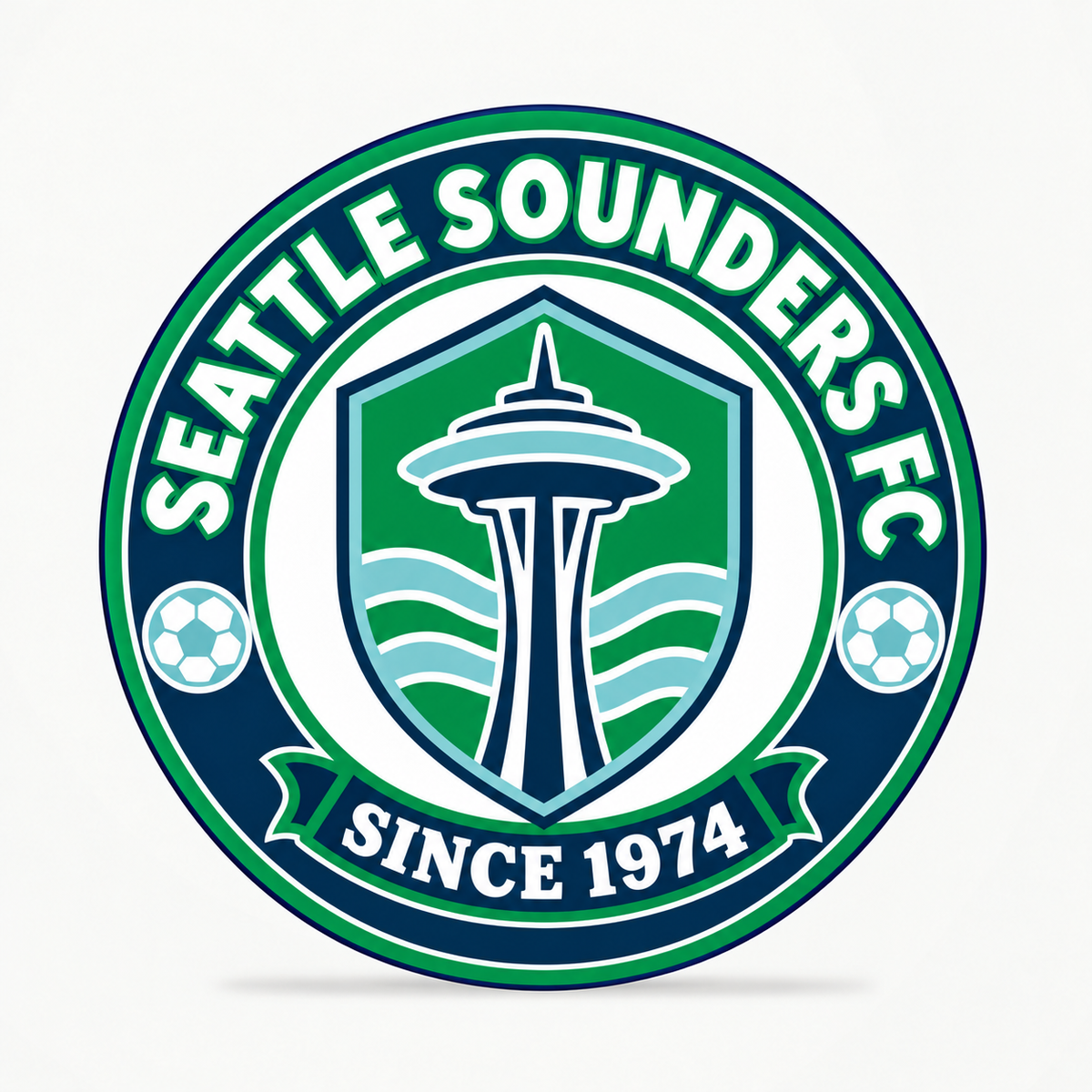 Seattle Sounders FC Soccer Club Seal — front illustrative rendering