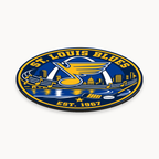 St. Louis Blues NHL seal — angled thin-profile view; illustrative rendering