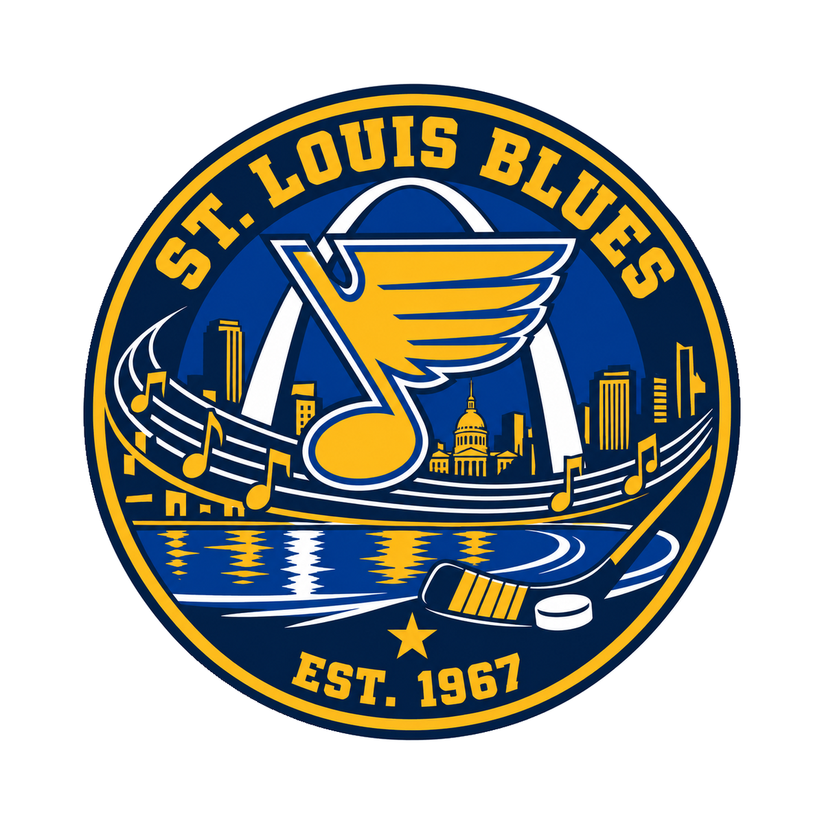 St. Louis Blues NHL seal — complete front view; illustrative rendering
