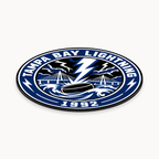 Tampa Bay Lightning NHL seal — angled thin-profile view; illustrative rendering